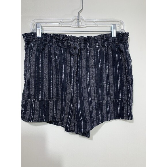 Time and True Women’s Black White Striped Pull-On Shorts Size L (12-14) - Picture 1 of 6